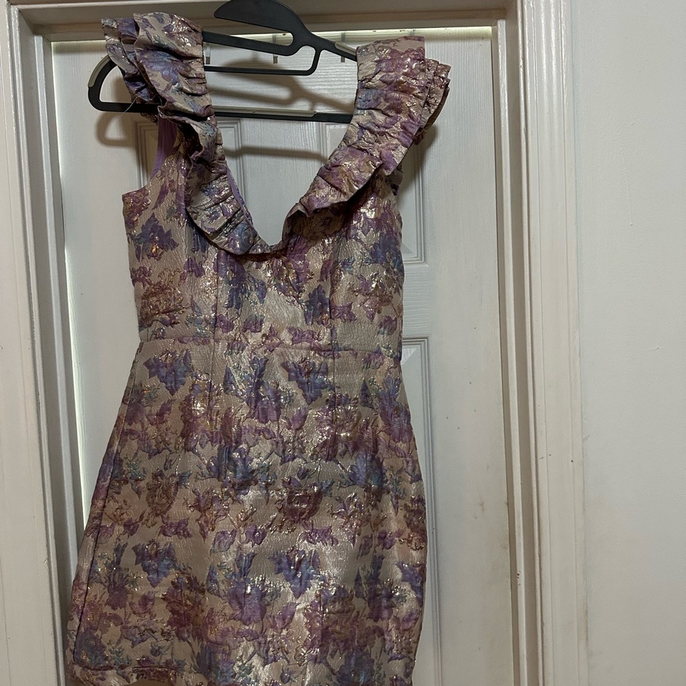 Buddy Love Purple and Gold Floral Mini Dress